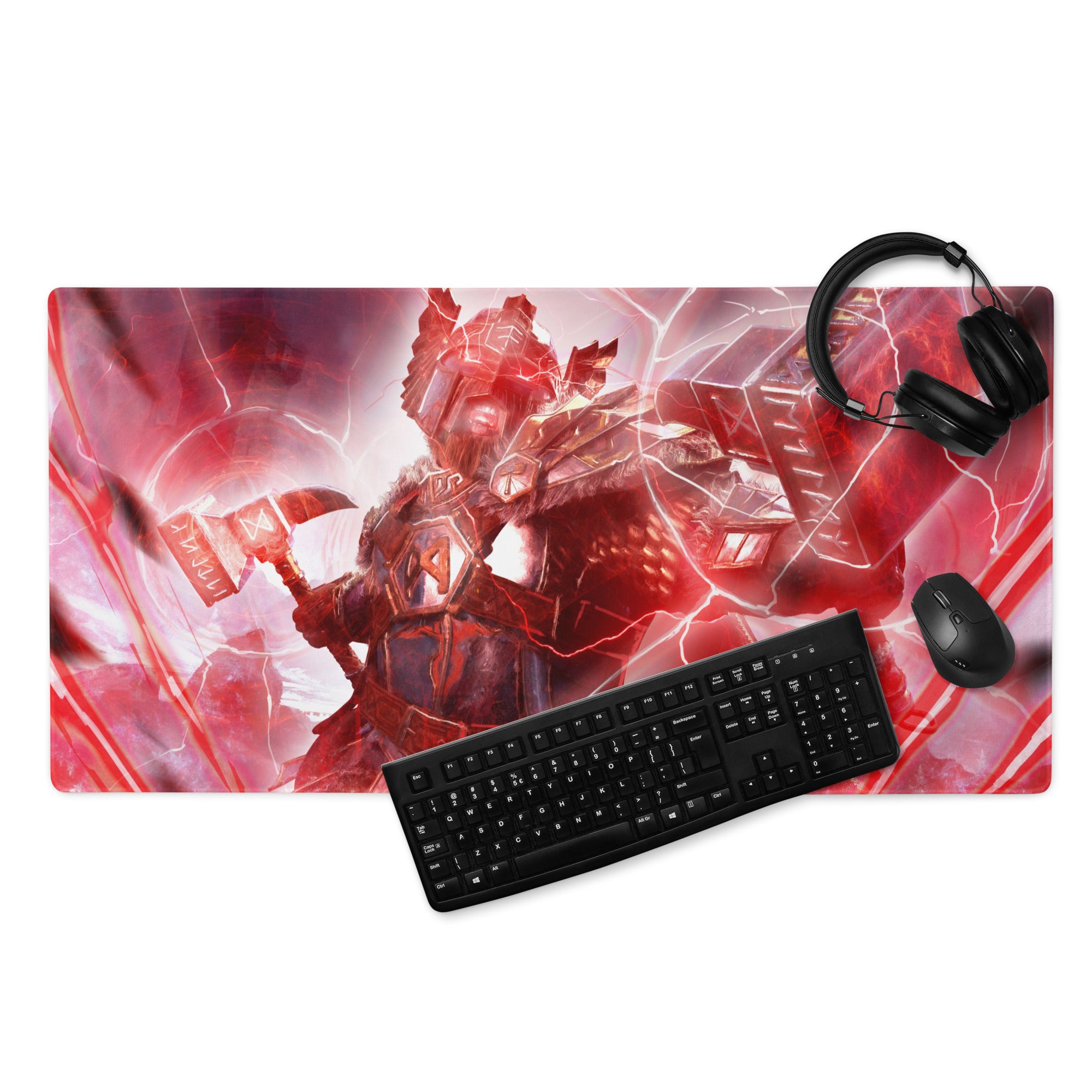 Red Gaming Mouse Pad For Gaming Desk Large Size Non Slip Neon Futuristic Sci Fi Digital Art