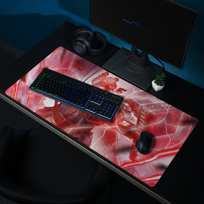 Red Gaming Mouse Pad For Gaming Desk Large Size Non Slip Neon Futuristic Sci Fi Digital Art