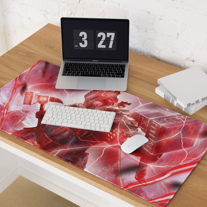 Red Gaming Mouse Pad For Gaming Desk Large Size Non Slip Neon Futuristic Sci Fi Digital Art