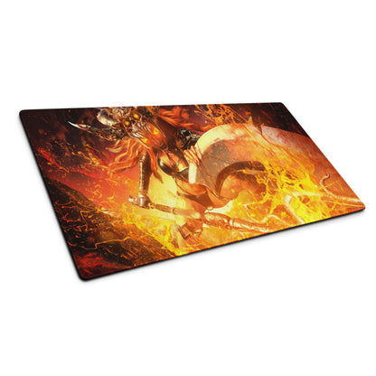 Gaming Mouse Pad Orange Red For Gaming Desk Setup Fiery Fantasy Battle Art Non Slip Large Mat