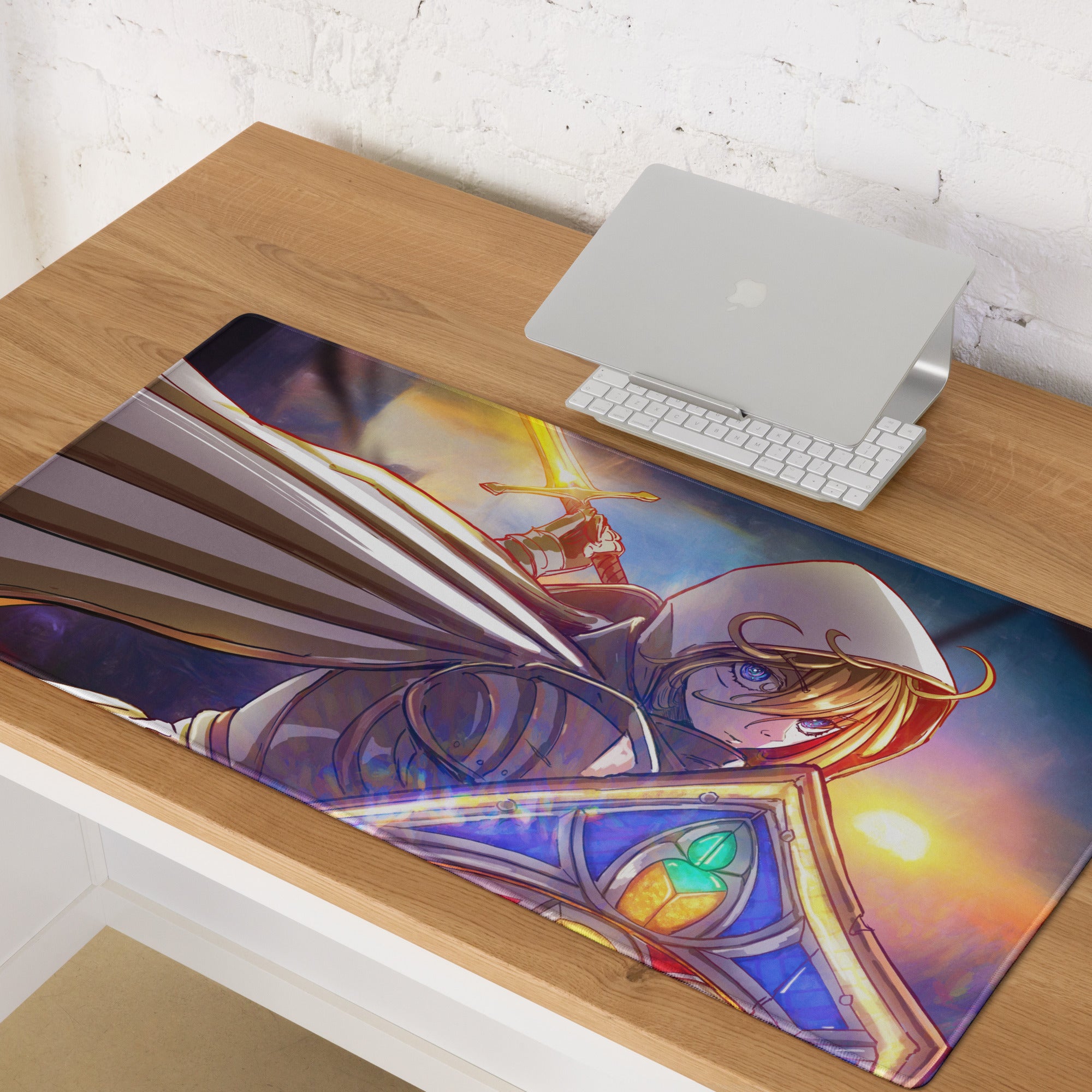 Gaming Mouse Pad Large Extended Desk Mat Anime Fantasy Digital Art In Blue Orange Purple For Gaming Setup