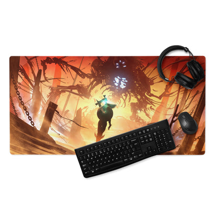 Gaming Mouse Pad Orange Red For Gaming Desk Setup Fiery Digital Art Epic Mood Digital Art Niche Gaming Desk Mat