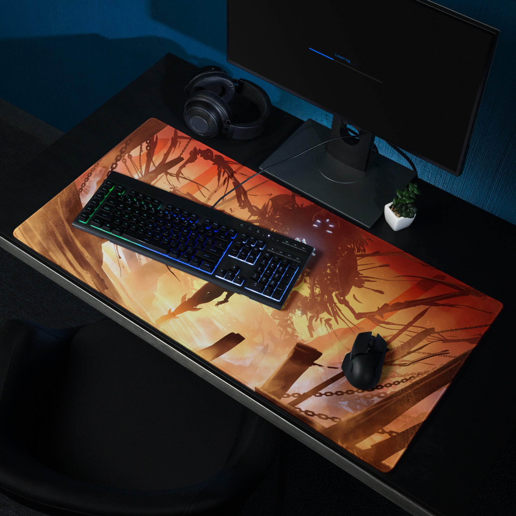 Gaming Mouse Pad Orange Red For Gaming Desk Setup Fiery Digital Art Epic Mood Digital Art Niche Gaming Desk Mat