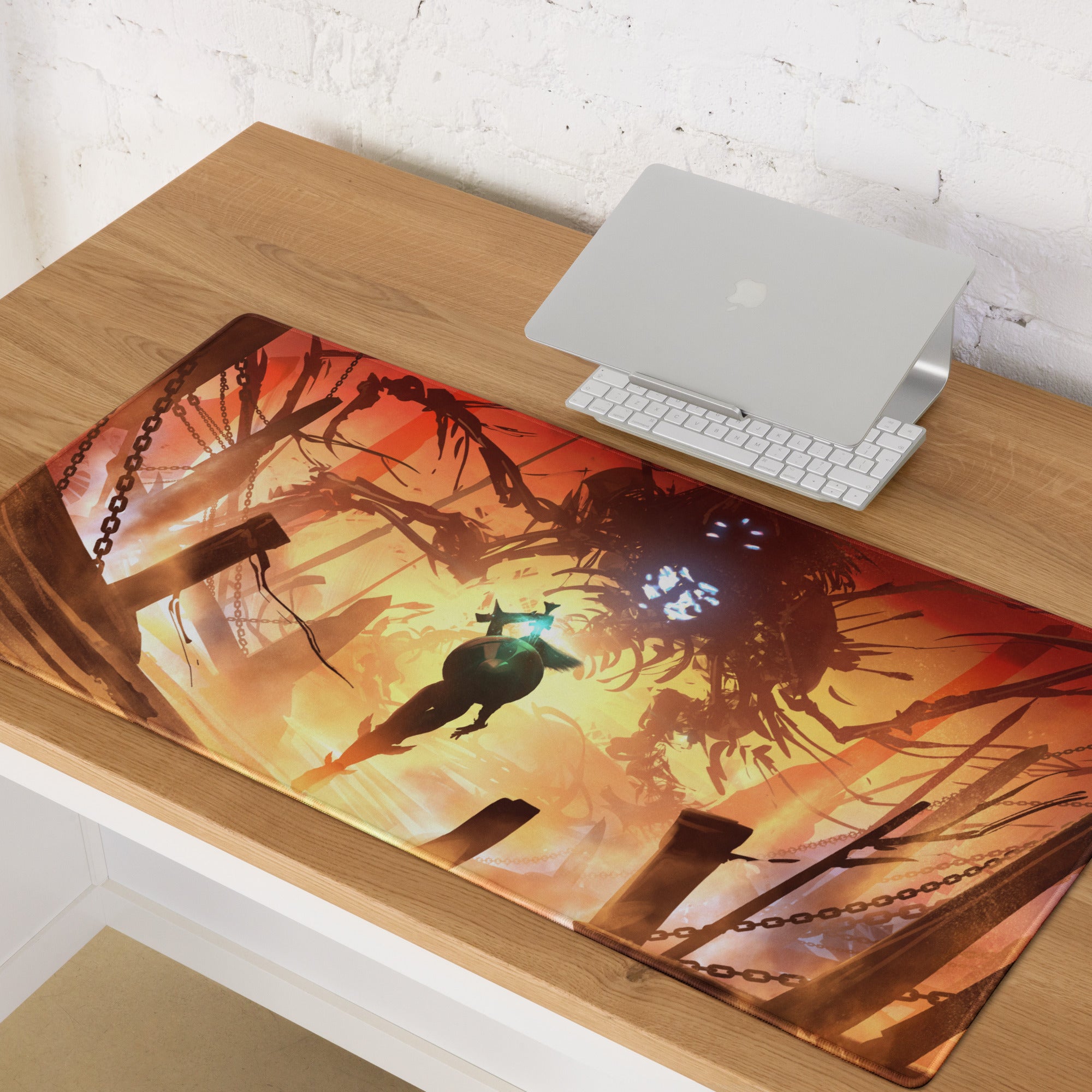 Gaming Mouse Pad Orange Red For Gaming Desk Setup Fiery Digital Art Epic Mood Digital Art Niche Gaming Desk Mat