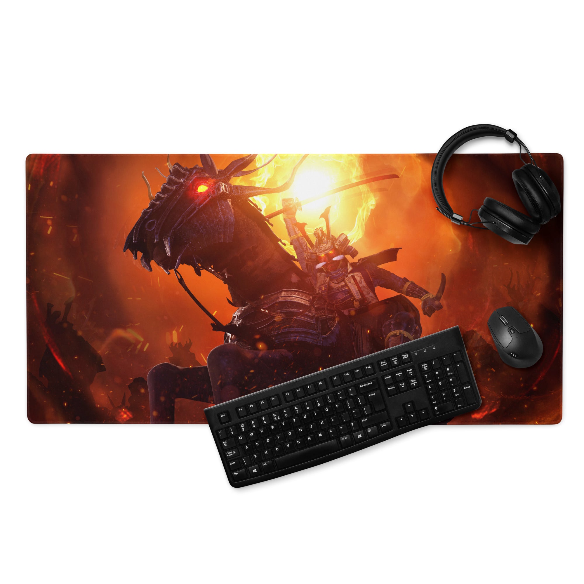 Gaming Mouse Pad Fiery Orange And Black Dragon Battle Art For Gaming Desk Setup Immersive Mood Dark Fantasy Esports Gift