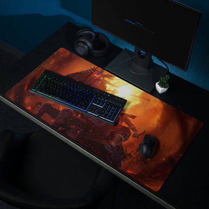 Gaming Mouse Pad Fiery Orange And Black Dragon Battle Art For Gaming Desk Setup Immersive Mood Dark Fantasy Esports Gift