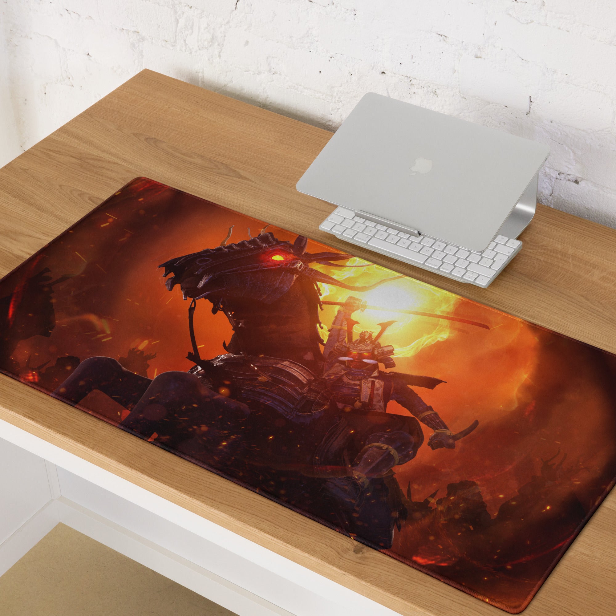 Gaming Mouse Pad Fiery Orange And Black Dragon Battle Art For Gaming Desk Setup Immersive Mood Dark Fantasy Esports Gift