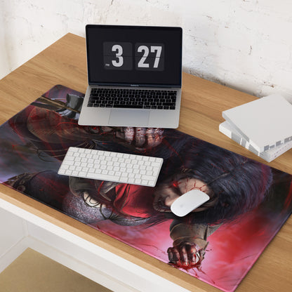 Gaming Mouse Pad Red Black For Gaming Desk Setup Dark Fantasy Art Style Non Slip Large