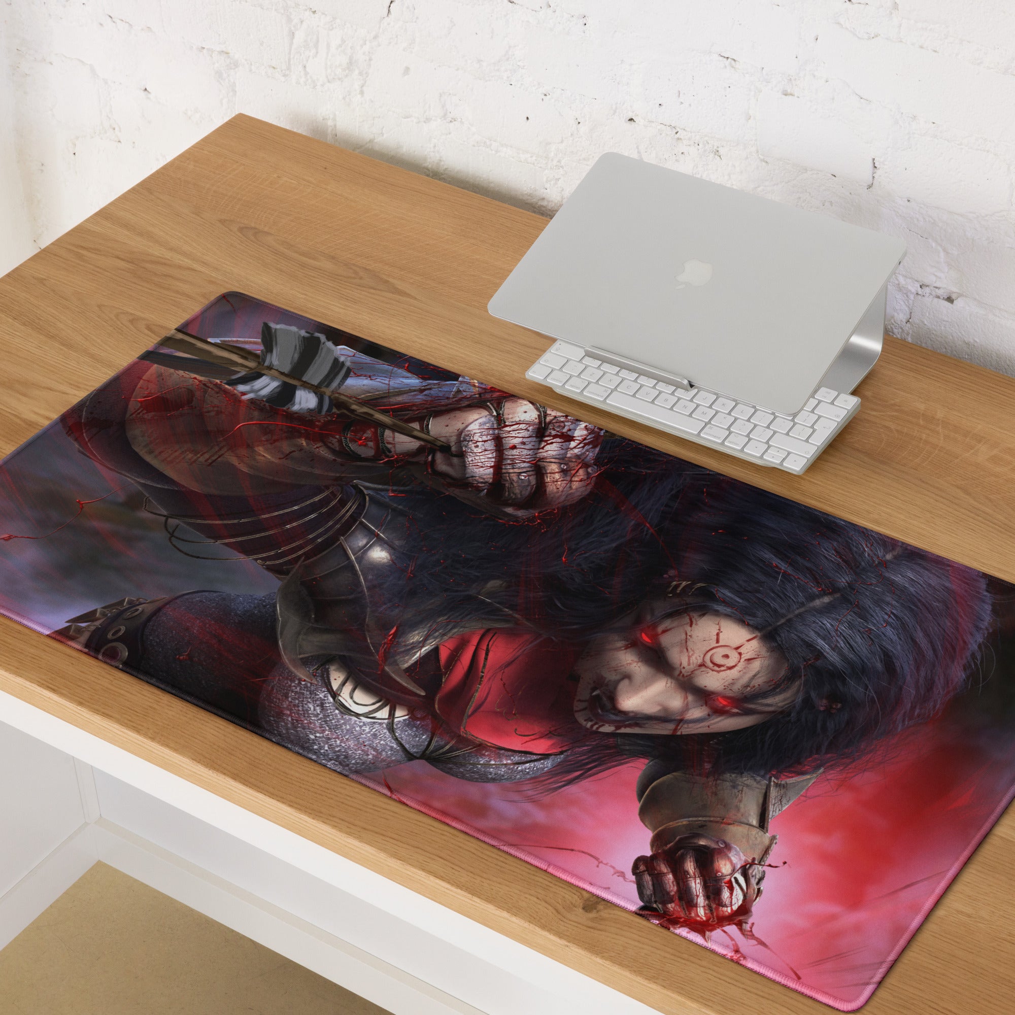 Gaming Mouse Pad Red Black For Gaming Desk Setup Dark Fantasy Art Style Non Slip Large