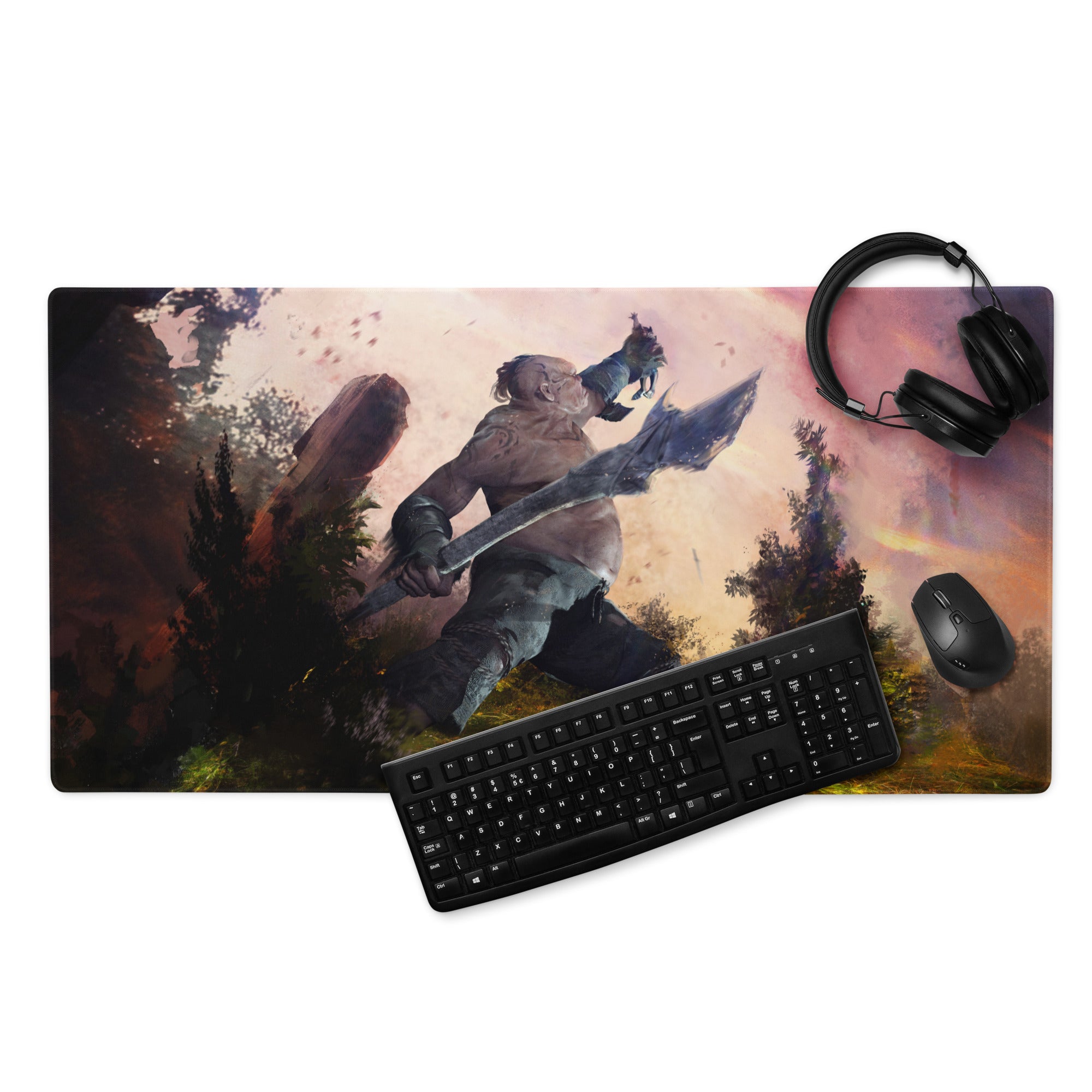 Large Gaming Mouse Pad Sunset Orange Purple Fantasy Artwork For Epic Gaming Desk Setup