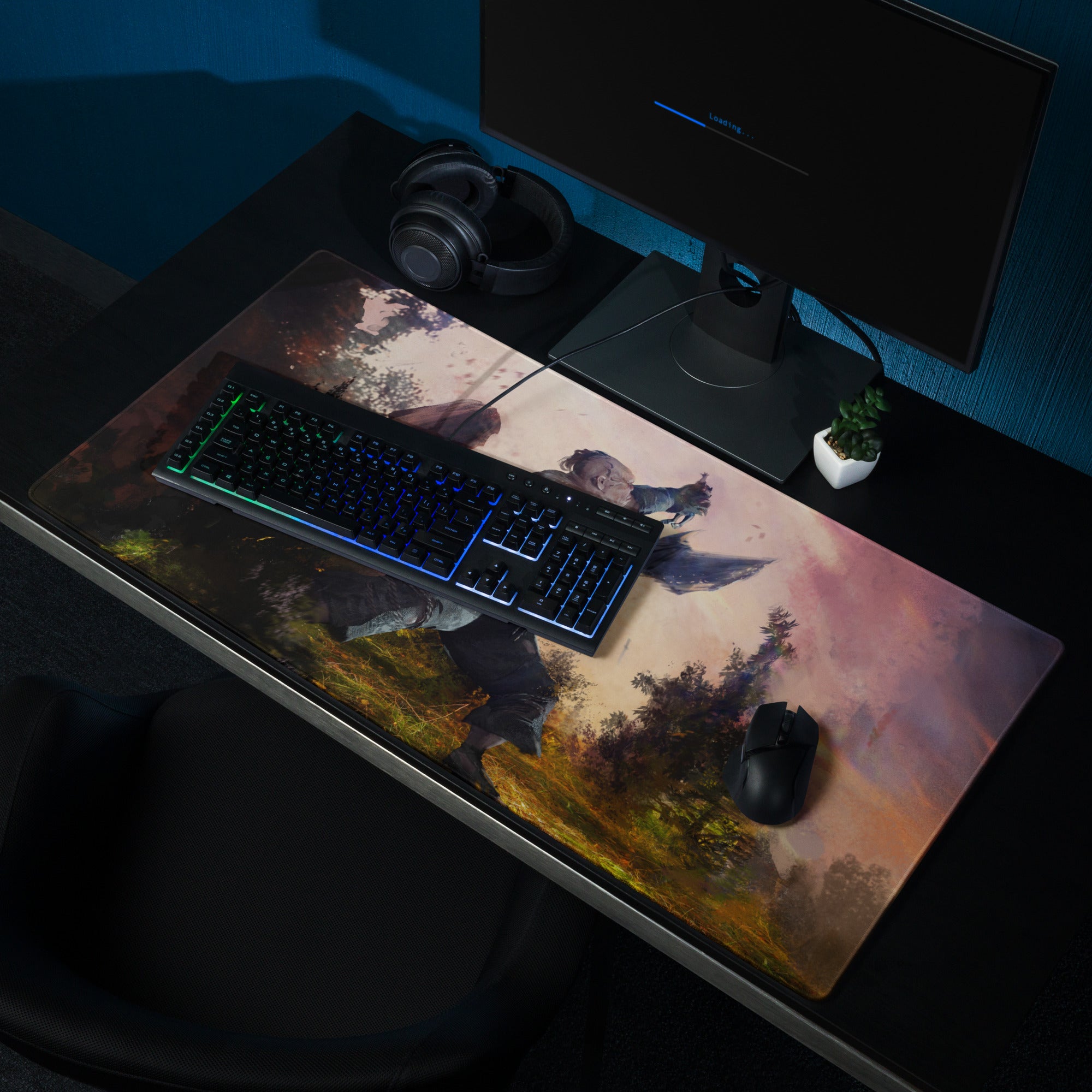 Large Gaming Mouse Pad Sunset Orange Purple Fantasy Artwork For Epic Gaming Desk Setup