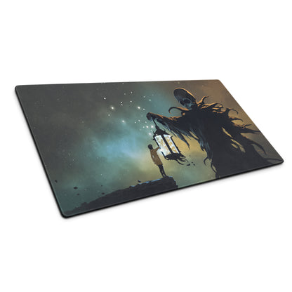 Gaming Mouse Pad Large Deep Blue Teal Night Sky Monster Artwork For Gaming Desk Non Slip, Edge Stitching, Dota CSGO Ready