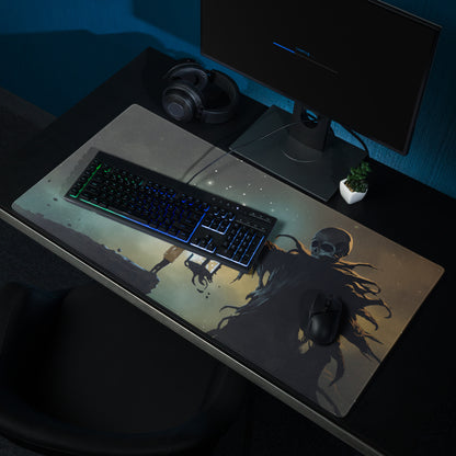 Gaming Mouse Pad Large Deep Blue Teal Night Sky Monster Artwork For Gaming Desk Non Slip, Edge Stitching, Dota CSGO Ready