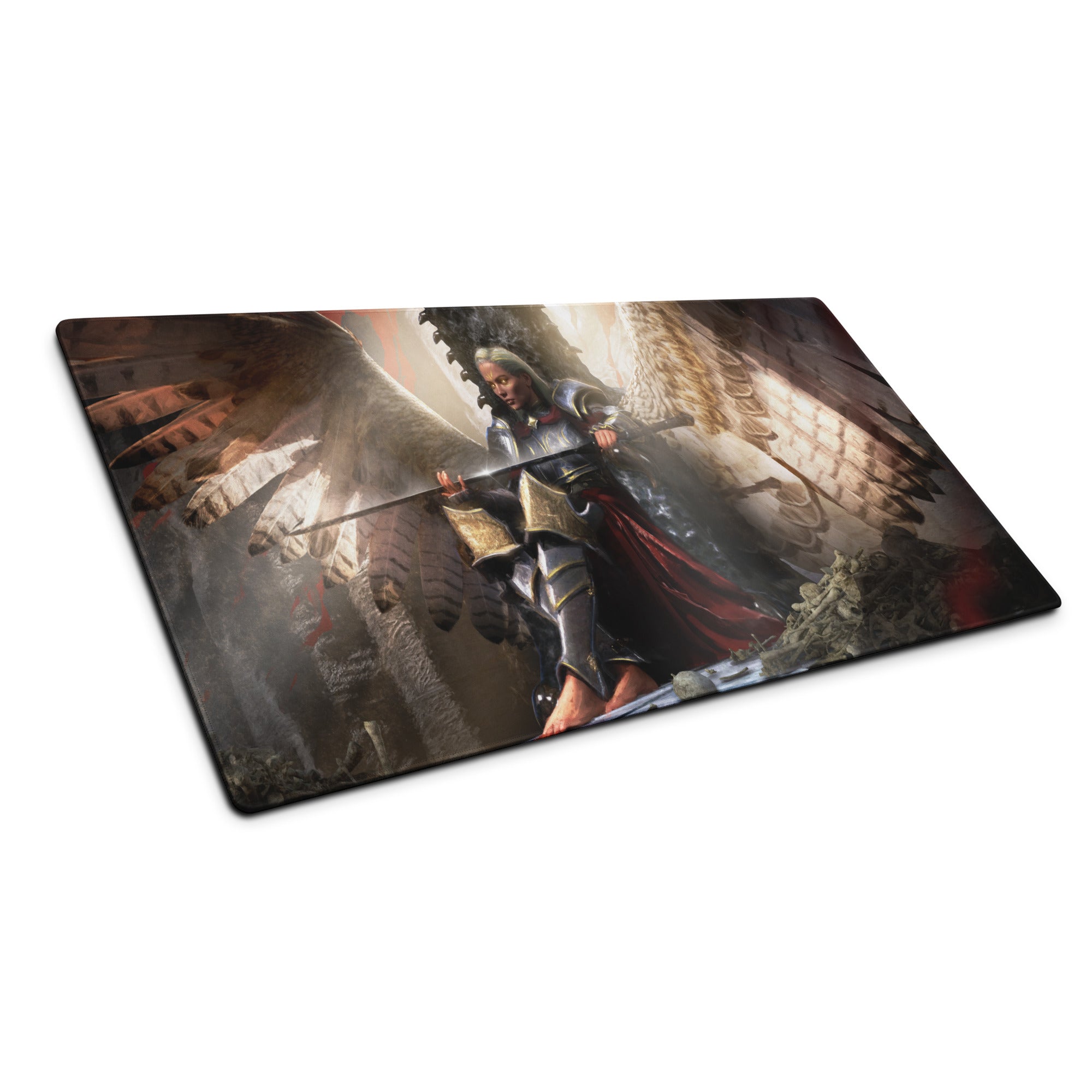 Fantasy Warrior Dragon Mouse Pad In Dark Red And Black For Gaming Desk Setup Epic Fantasy Art Large Non Slip Mouse Pad