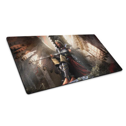 Fantasy Warrior Dragon Mouse Pad In Dark Red And Black For Gaming Desk Setup Epic Fantasy Art Large Non Slip Mouse Pad