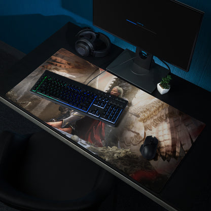 Fantasy Warrior Dragon Mouse Pad In Dark Red And Black For Gaming Desk Setup Epic Fantasy Art Large Non Slip Mouse Pad