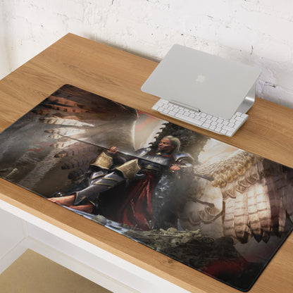 Fantasy Warrior Dragon Mouse Pad In Dark Red And Black For Gaming Desk Setup Epic Fantasy Art Large Non Slip Mouse Pad