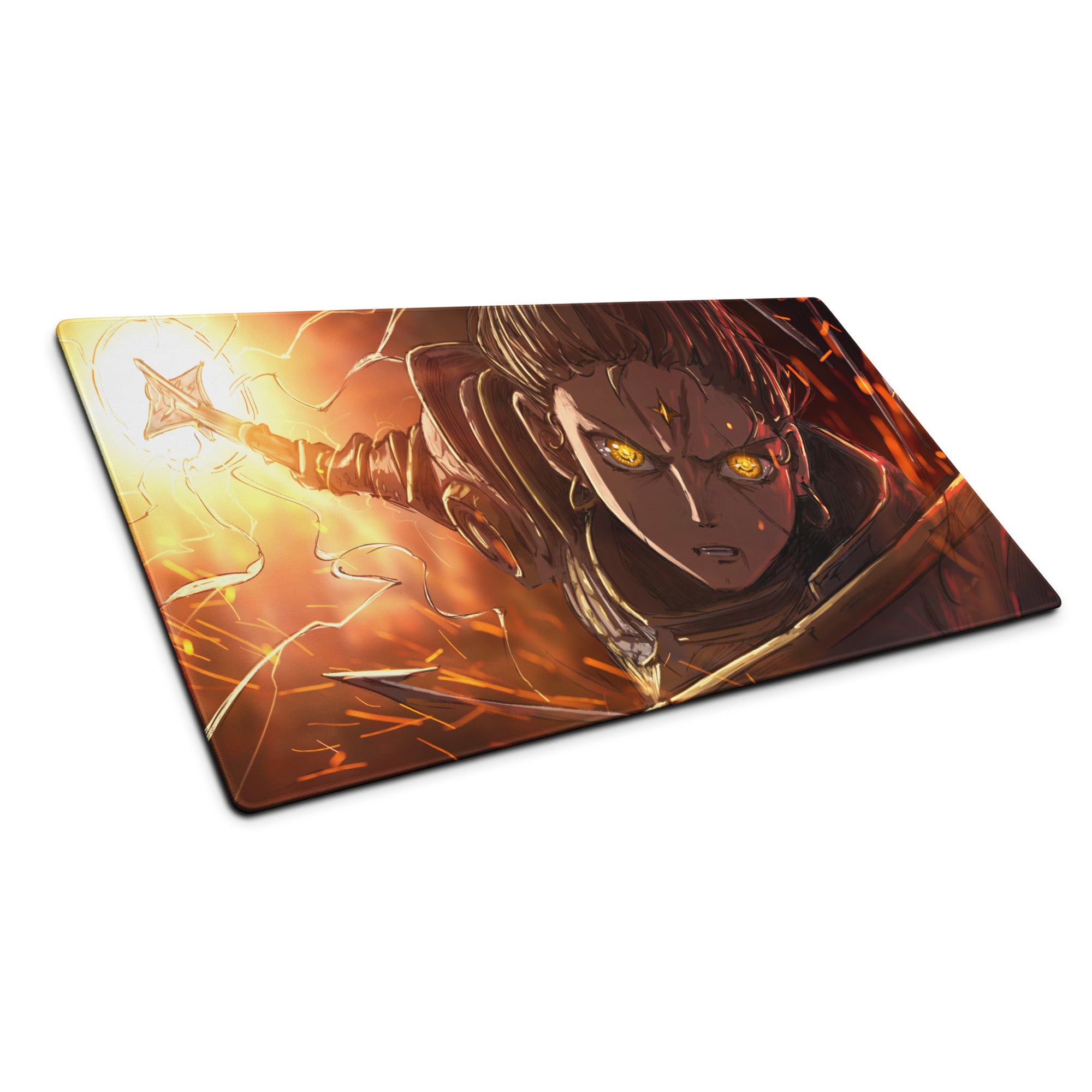 Anime Hero Gaming Mouse Pad Orange Yellow For Gaming Setup Anime Style Desk Mat Edge Stitch Large Non Slip