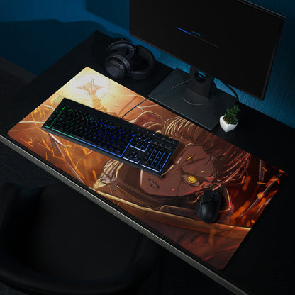 Anime Hero Gaming Mouse Pad Orange Yellow For Gaming Setup Anime Style Desk Mat Edge Stitch Large Non Slip