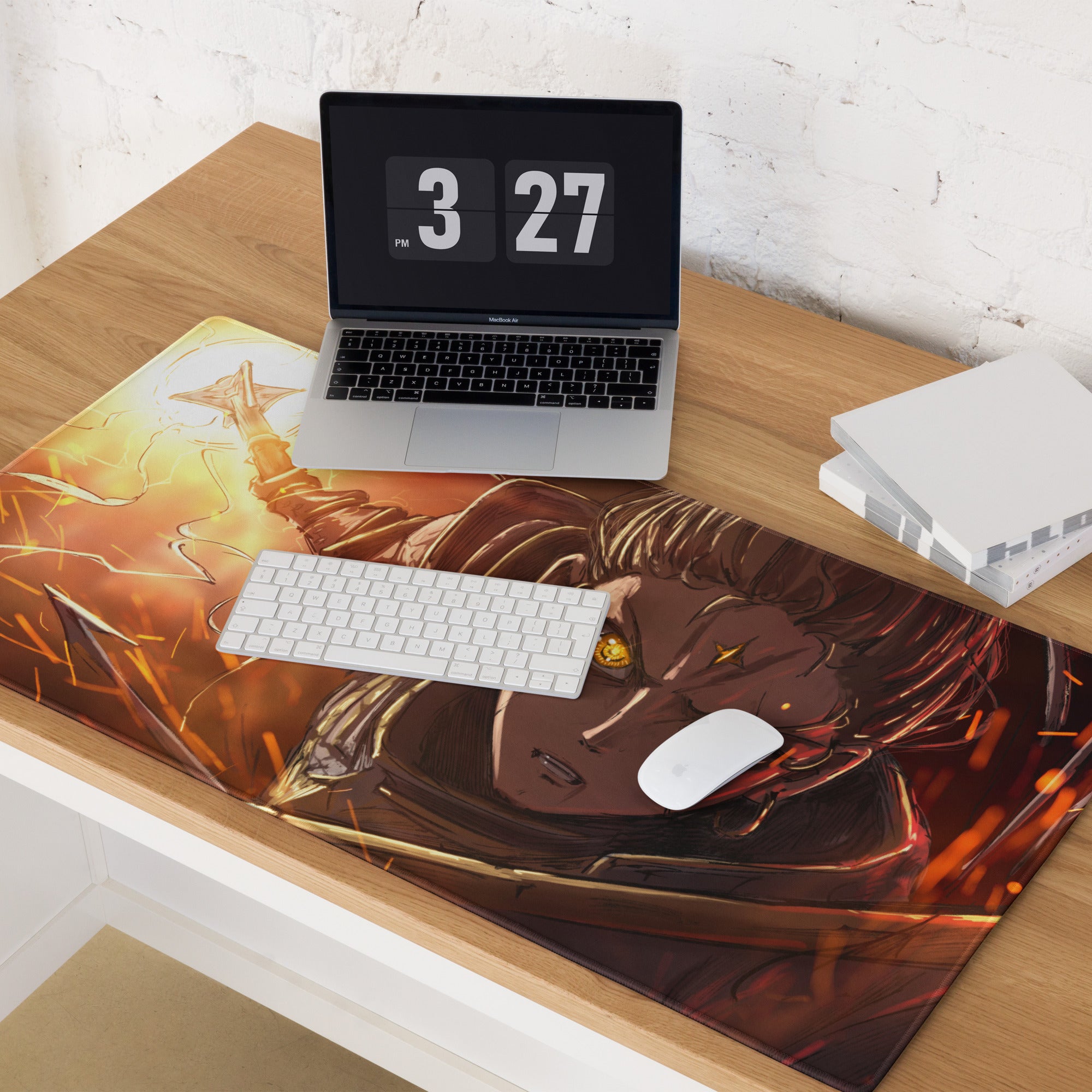 Anime Hero Gaming Mouse Pad Orange Yellow For Gaming Setup Anime Style Desk Mat Edge Stitch Large Non Slip