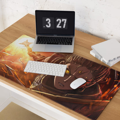 Anime Hero Gaming Mouse Pad Orange Yellow For Gaming Setup Anime Style Desk Mat Edge Stitch Large Non Slip