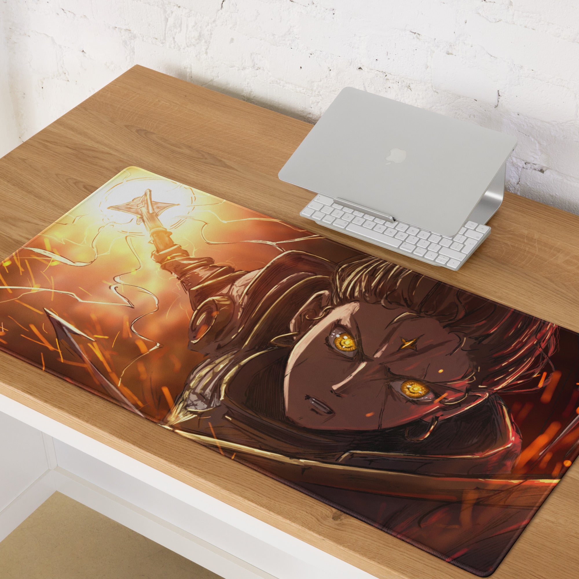 Anime Hero Gaming Mouse Pad Orange Yellow For Gaming Setup Anime Style Desk Mat Edge Stitch Large Non Slip