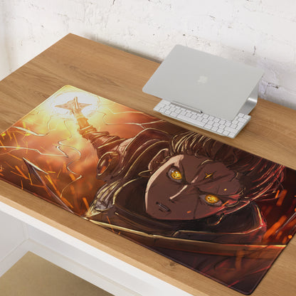 Anime Hero Gaming Mouse Pad Orange Yellow For Gaming Setup Anime Style Desk Mat Edge Stitch Large Non Slip