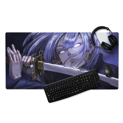 Purple Anime Themed Gaming Mouse Pad For Gaming Desk Setup Manga Style Intense Digital Art
