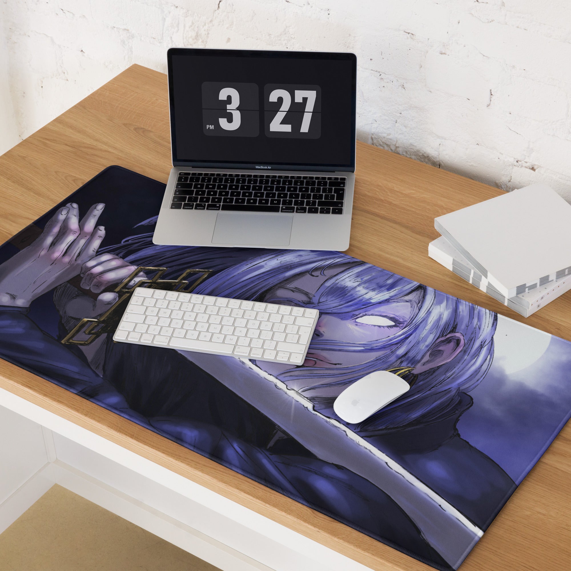 Purple Anime Themed Gaming Mouse Pad For Gaming Desk Setup Manga Style Intense Digital Art