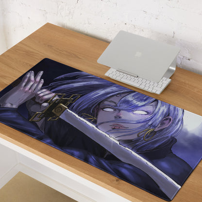 Purple Anime Themed Gaming Mouse Pad For Gaming Desk Setup Manga Style Intense Digital Art