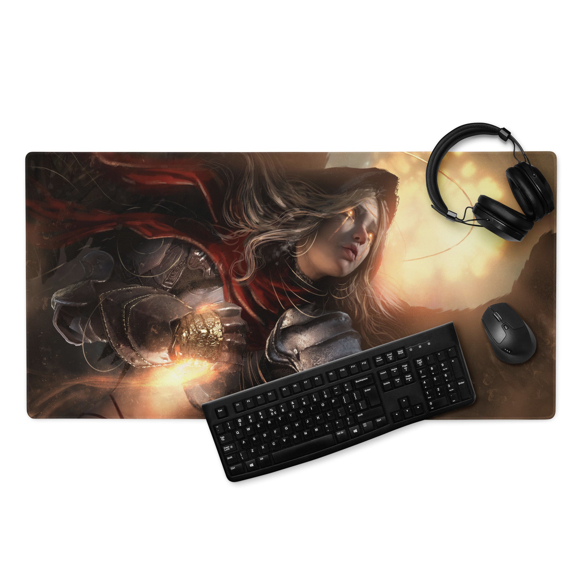 Gaming Mouse Pad Dark Orange Cinematic Fantasy Art For Gaming Desk Large Intense Esports Setup Digital Print