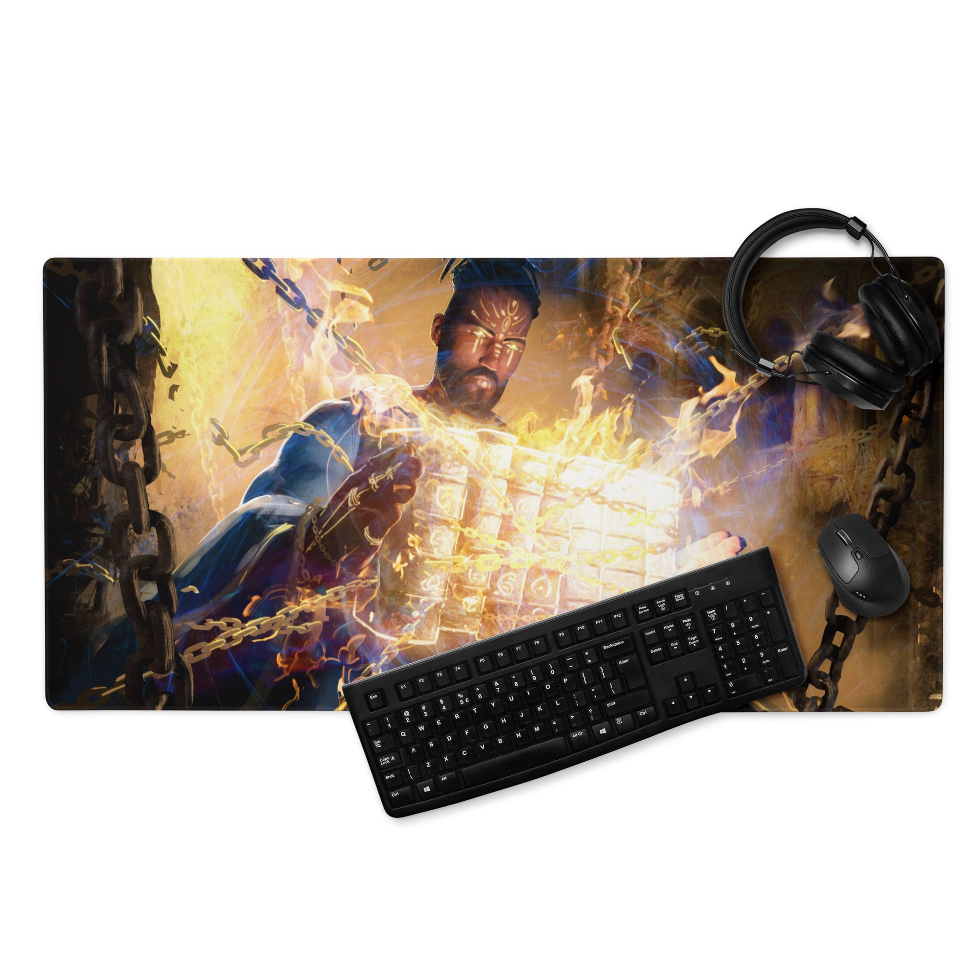 Gaming Mouse Pad Blue Orange Fire Theme For Desktop Gaming Setup Cinematic Hero Artwork