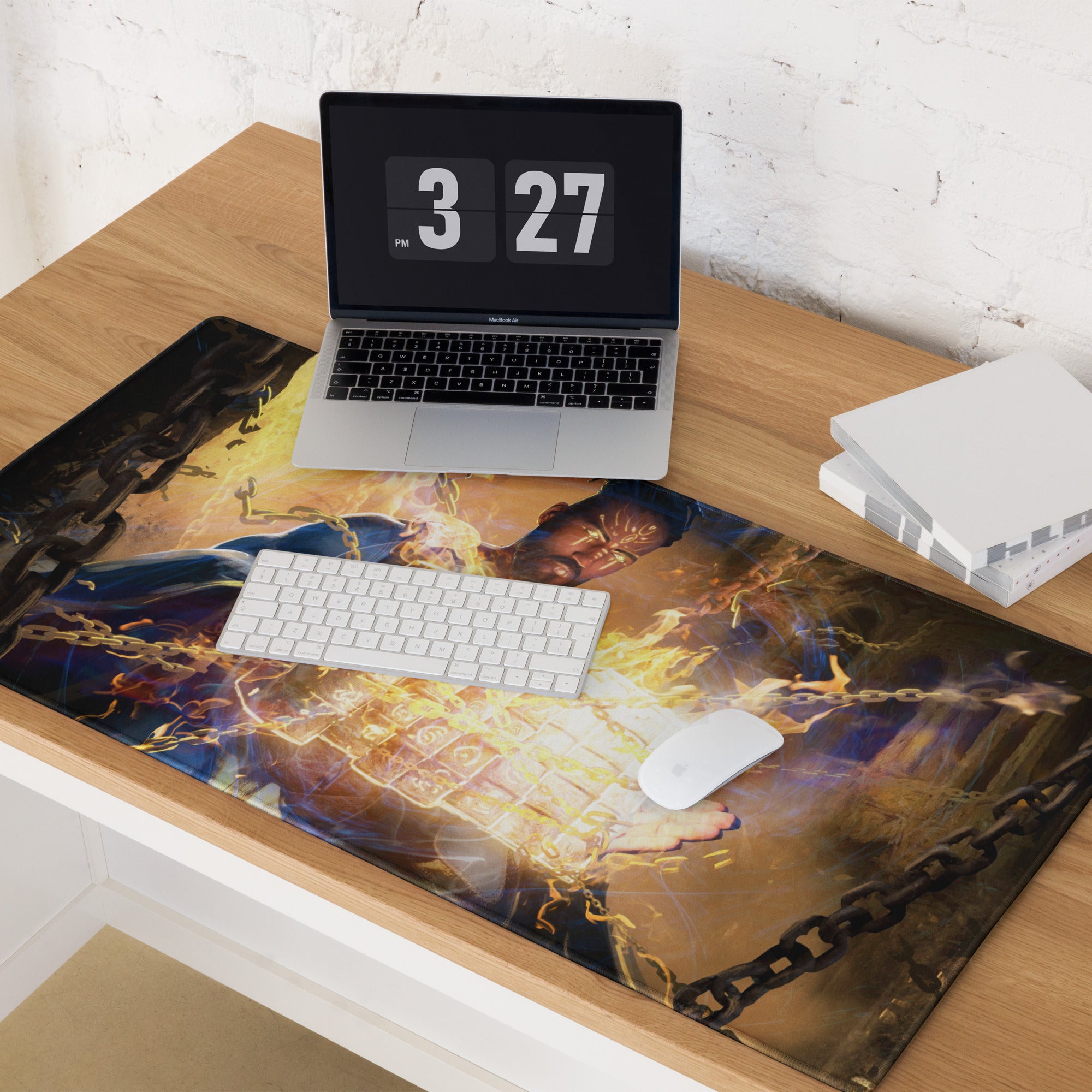 Gaming Mouse Pad Blue Orange Fire Theme For Desktop Gaming Setup Cinematic Hero Artwork