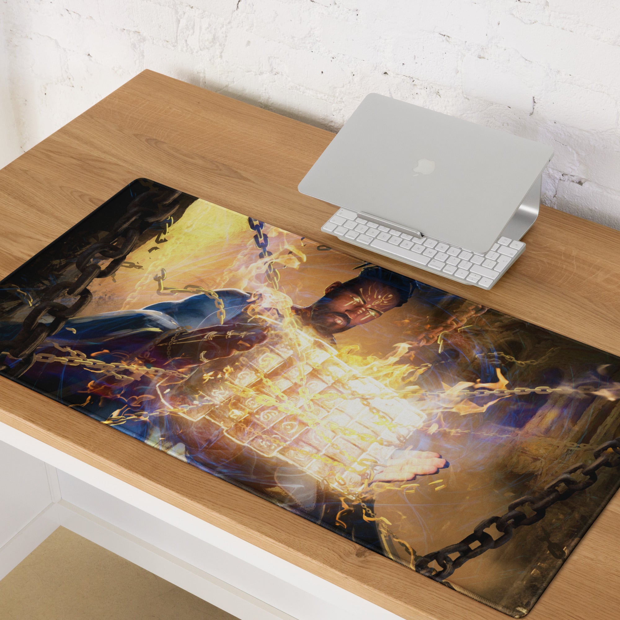 Gaming Mouse Pad Blue Orange Fire Theme For Desktop Gaming Setup Cinematic Hero Artwork