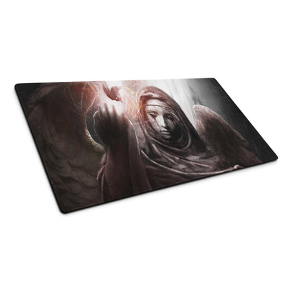 Gaming Mouse Pad Black Gray Large Non Slip Desk Mat For PC Gaming Modern SciFi Digital Artwork Dark Abstract Style For Esports Setup