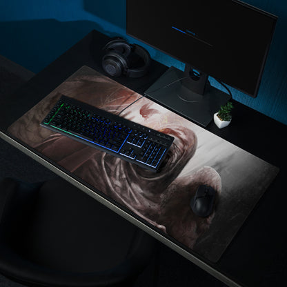 Gaming Mouse Pad Black Gray Large Non Slip Desk Mat For PC Gaming Modern SciFi Digital Artwork Dark Abstract Style For Esports Setup