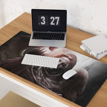 Gaming Mouse Pad Black Gray Large Non Slip Desk Mat For PC Gaming Modern SciFi Digital Artwork Dark Abstract Style For Esports Setup