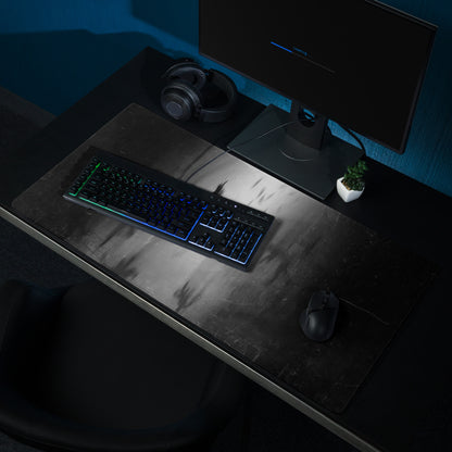 Black Gray Eagle Silhouette Gaming Mouse Pad For Desks, Monochrome Grunge Style, Large Size