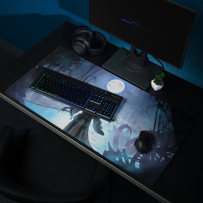 Blue Moon Night Gaming Mouse Pad Large Non Slip Edge Stitch Desk Mat For PC And Console