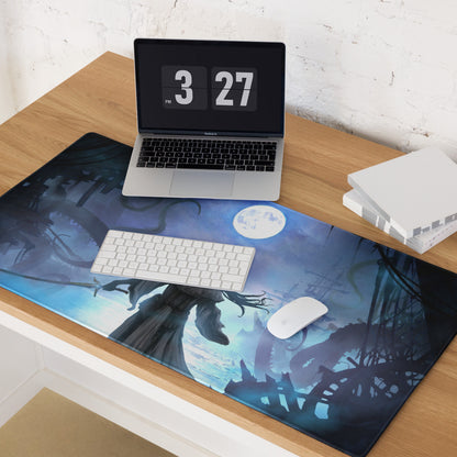 Blue Moon Night Gaming Mouse Pad Large Non Slip Edge Stitch Desk Mat For PC And Console