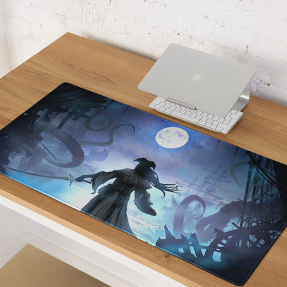 Blue Moon Night Gaming Mouse Pad Large Non Slip Edge Stitch Desk Mat For PC And Console