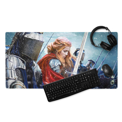 Fantasy Battle Scene Gaming Mouse Pad Blue And Red Desk Setup Mat For Esports And RPG Gamers