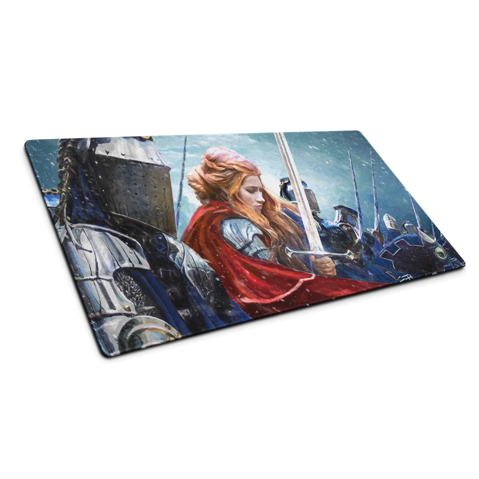 Fantasy Battle Scene Gaming Mouse Pad Blue And Red Desk Setup Mat For Esports And RPG Gamers
