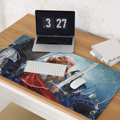 Fantasy Battle Scene Gaming Mouse Pad Blue And Red Desk Setup Mat For Esports And RPG Gamers
