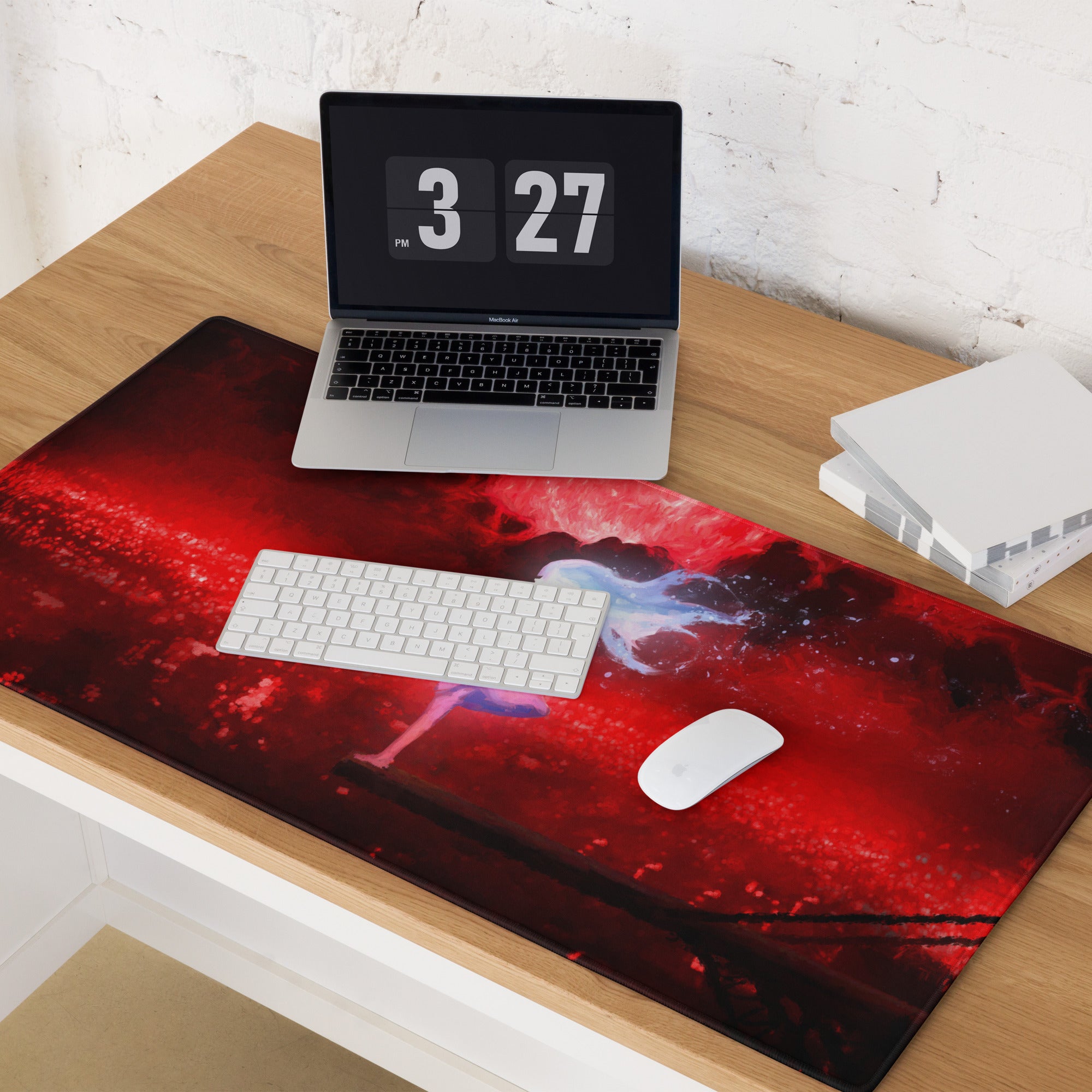 Red Dancer Anime Digital Art Gaming Mouse Pad Large Non Slip Desk Mat for PC Setup