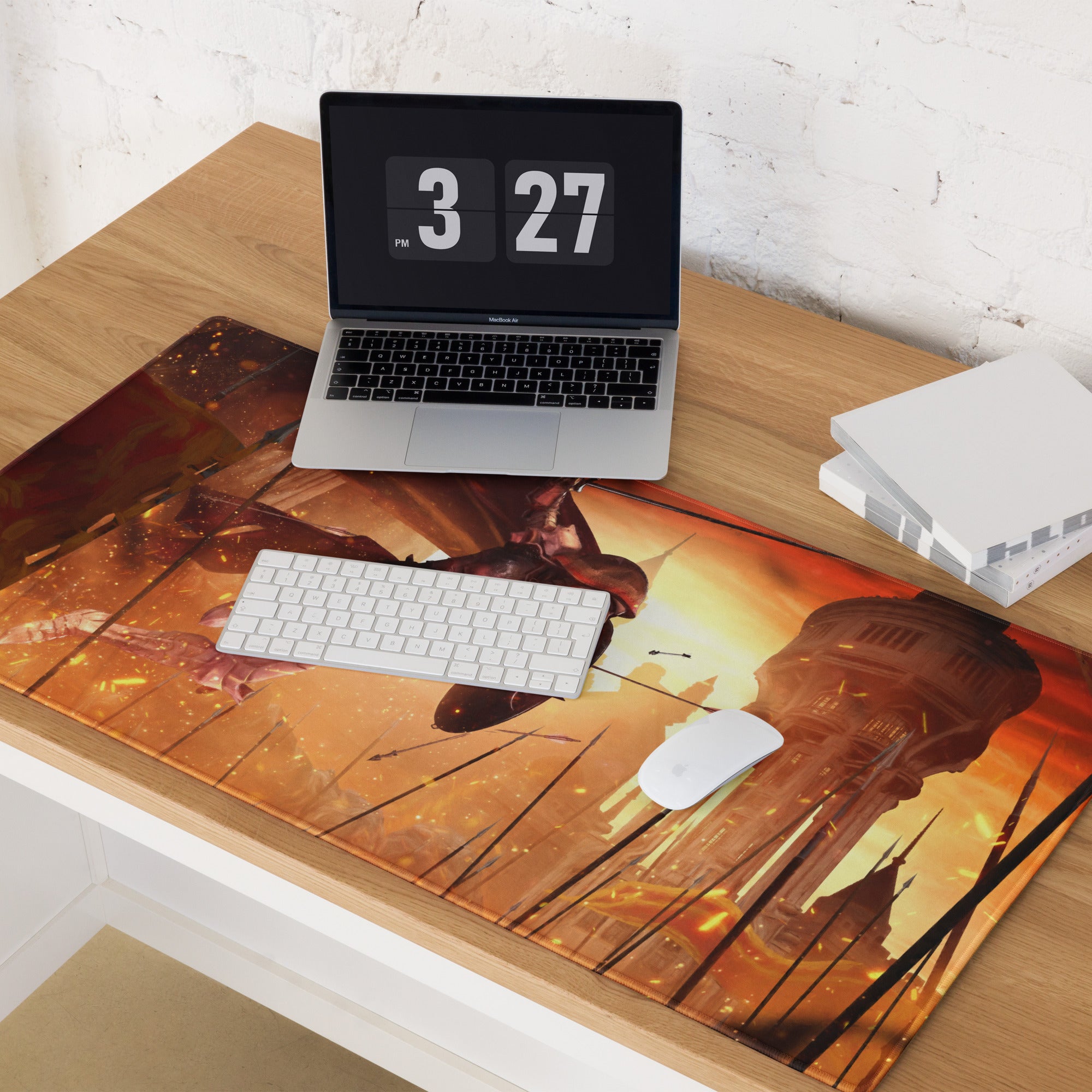 Gaming Mouse Pad Red Orange Fiery Cinematic Fantasy Battle Artwork For Gaming Desk