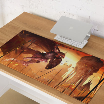 Gaming Mouse Pad Red Orange Fiery Cinematic Fantasy Battle Artwork For Gaming Desk
