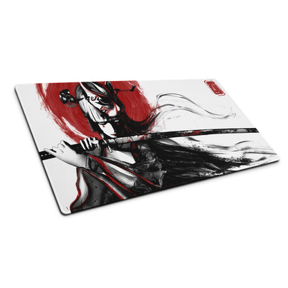 Gaming Mouse Pad Red Black For Gaming Desk Bold Sumi E Brush Stroke Print Esports Gear Anime Inspired
