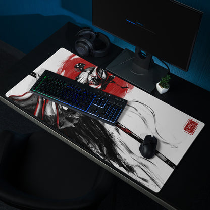 Gaming Mouse Pad Red Black For Gaming Desk Bold Sumi E Brush Stroke Print Esports Gear Anime Inspired