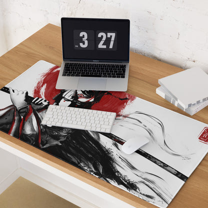 Gaming Mouse Pad Red Black For Gaming Desk Bold Sumi E Brush Stroke Print Esports Gear Anime Inspired